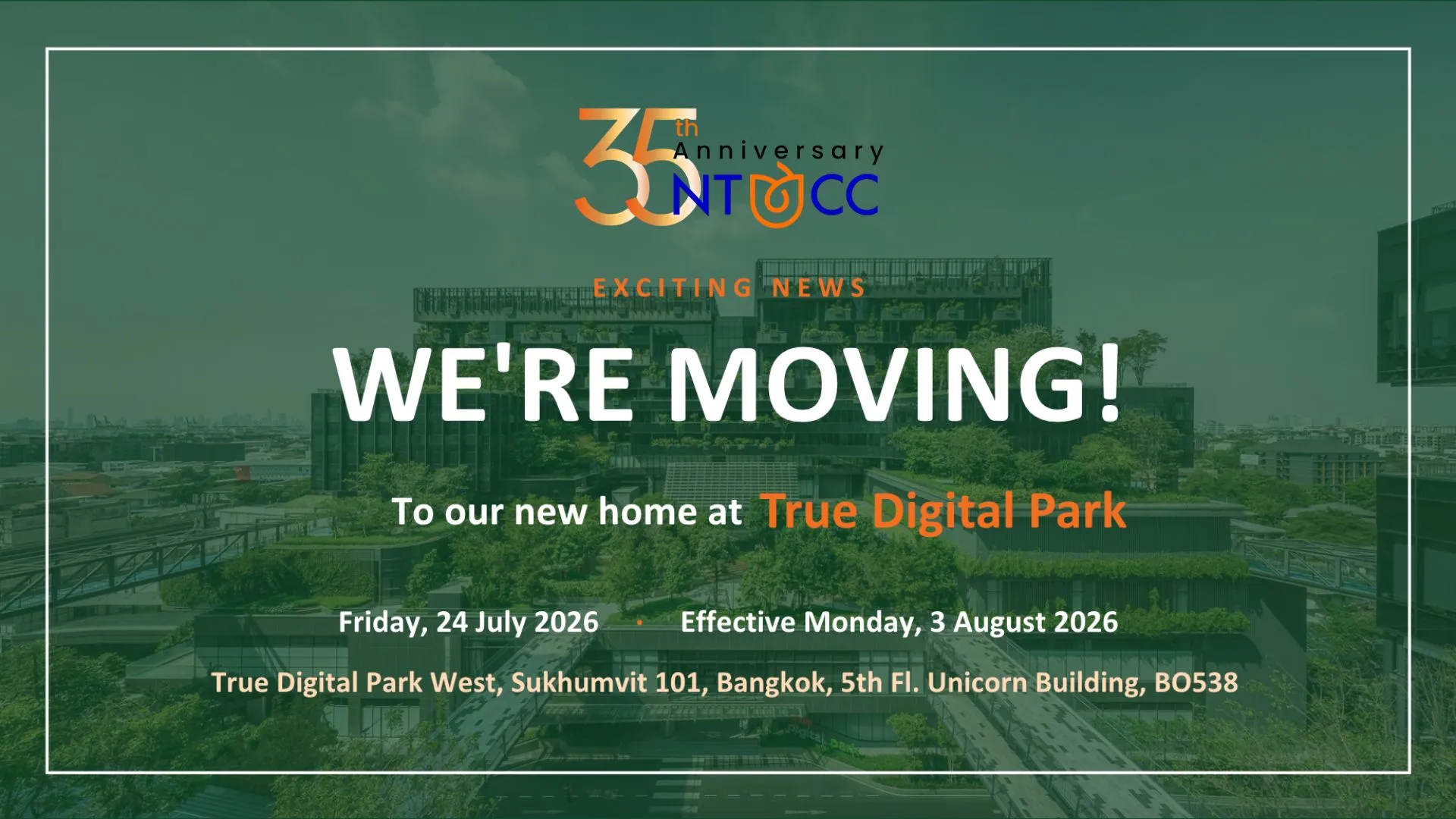 NTCC is moving to a new home at True Digital Park